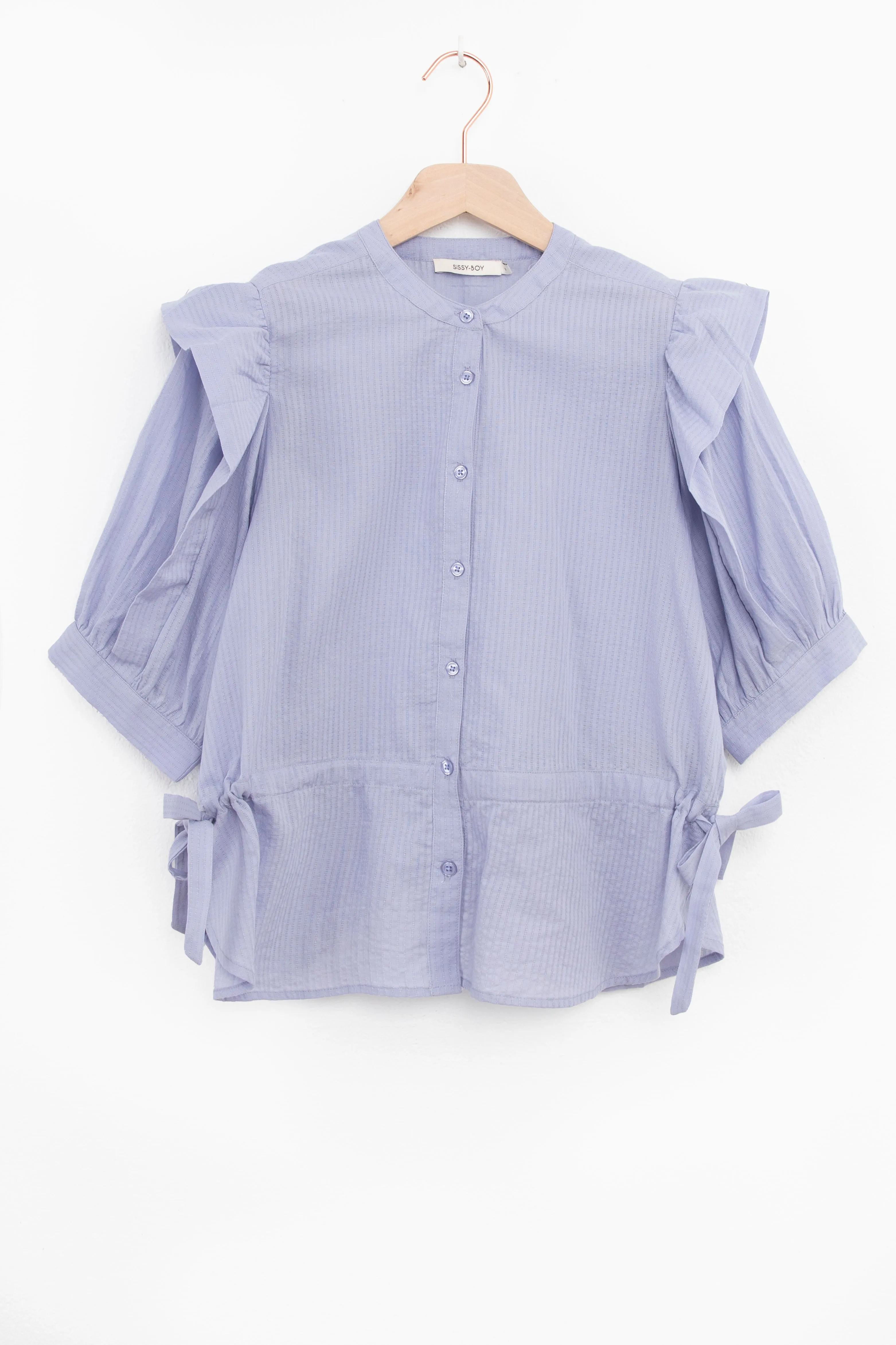 Blouse avec volants et manches courtes bouffantes - lavande