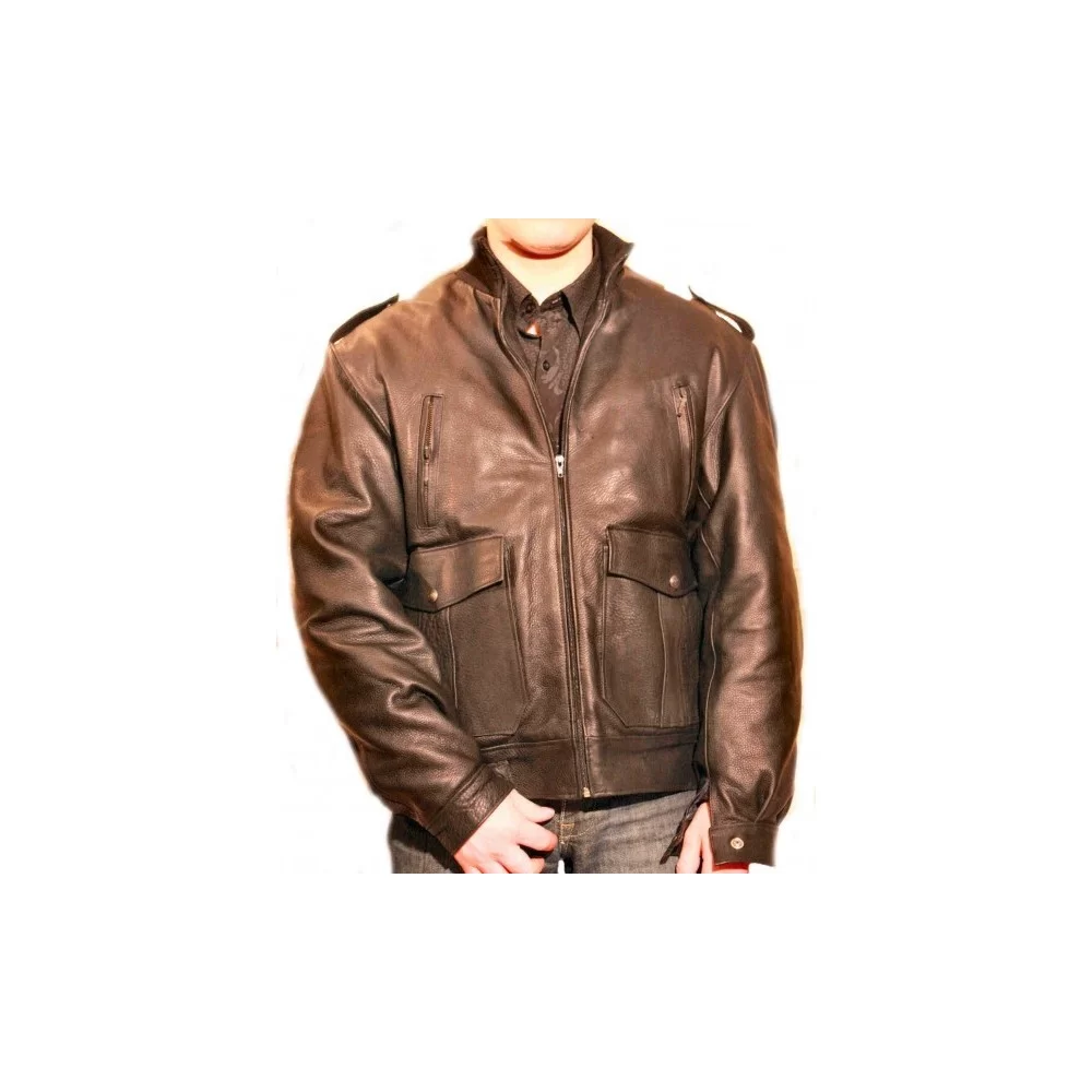 Blouson cuir homme vachette grainée marron modèle Flyer