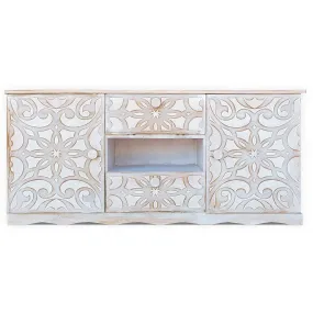 Buffet style oriental avec moulures 120cm Talavera Blanc patiné | 3 Suisses
