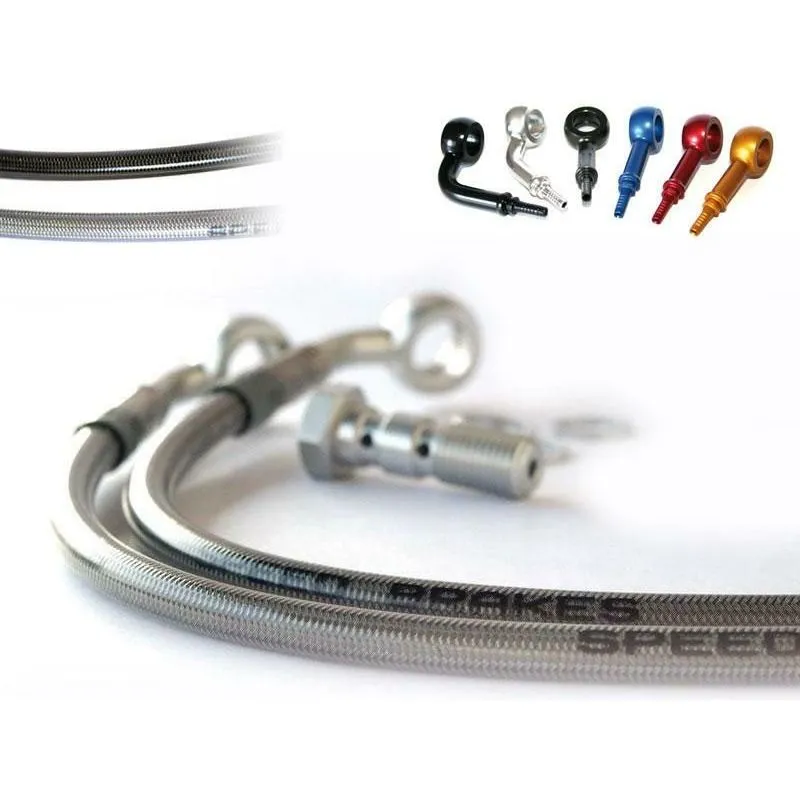 Durite de frein avant d'aviation SPEEDBRAKES carbone/raccord or Suzuki SV 1000 S