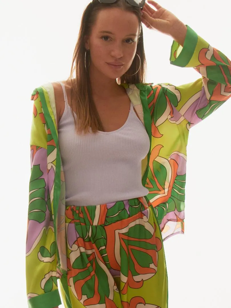 Ensemble oversize satiné 70's motif foulard