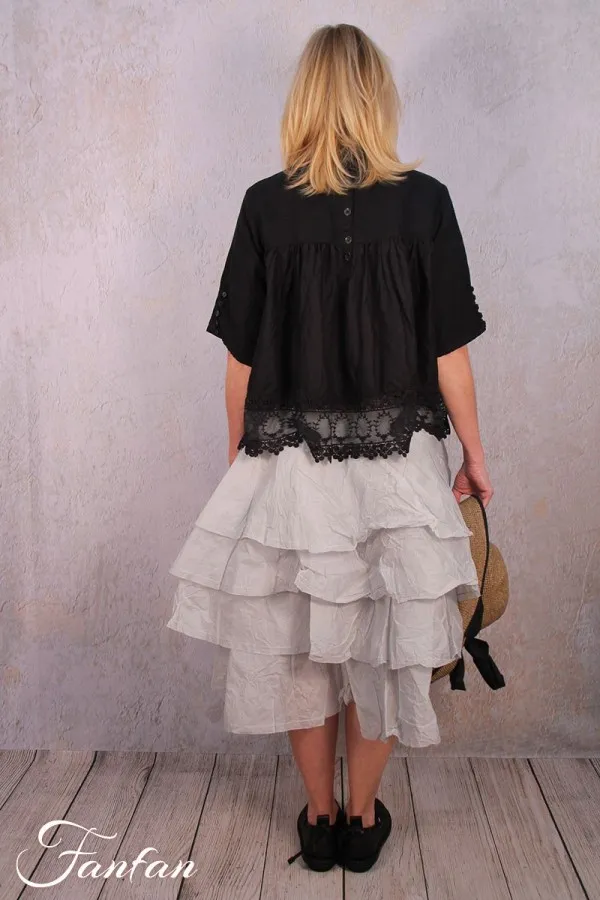 Ewa i Walla Blouse 44782 Vintage Black Organdie