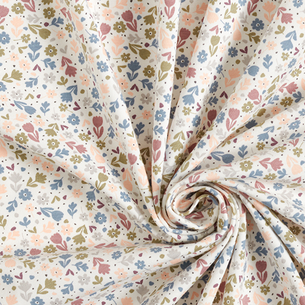 Jersey coton Jolies fleurs  – écru