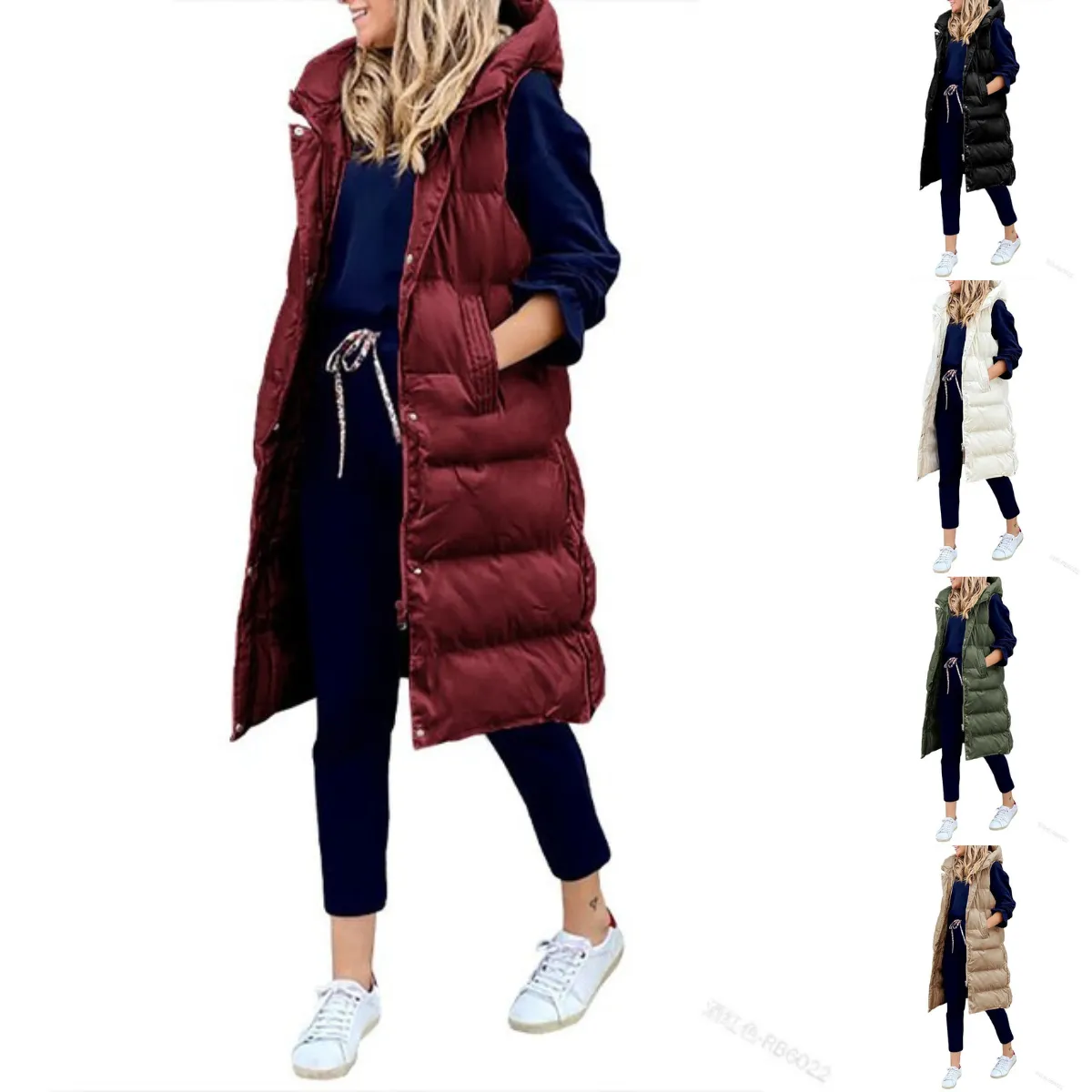 Lena | Long bodywarmer matelassé à capuche
