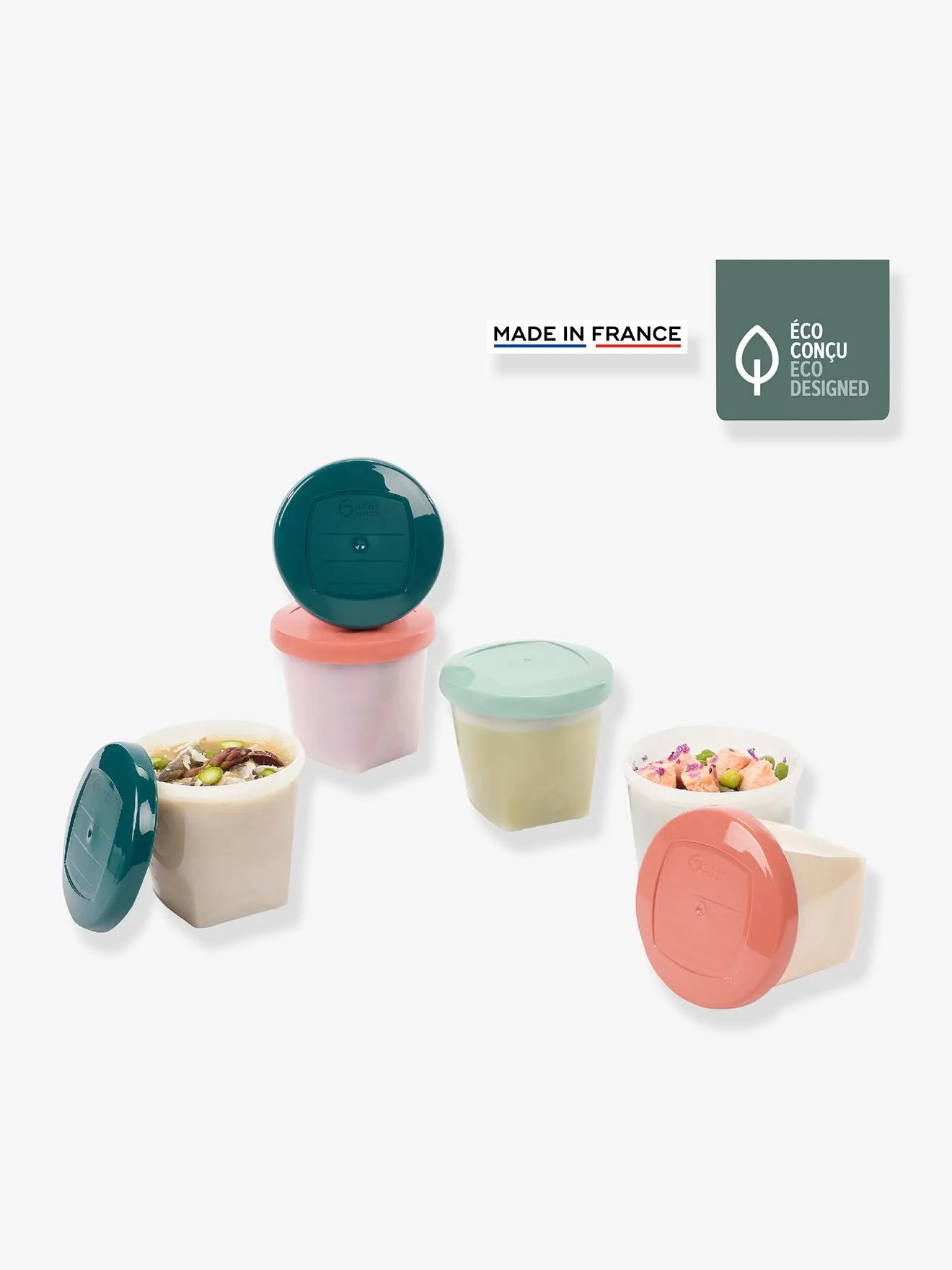 Lot de 6 boîtes hermétiques 250 ml Babybols biosourcés BABYMOOV blanc - Babymoov