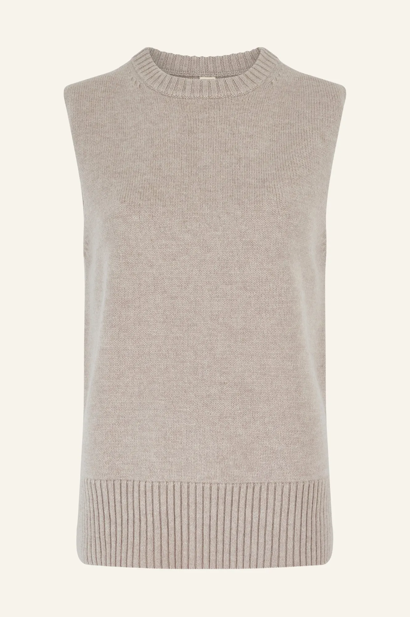Merino Wool Long Knitted Tank | Oat