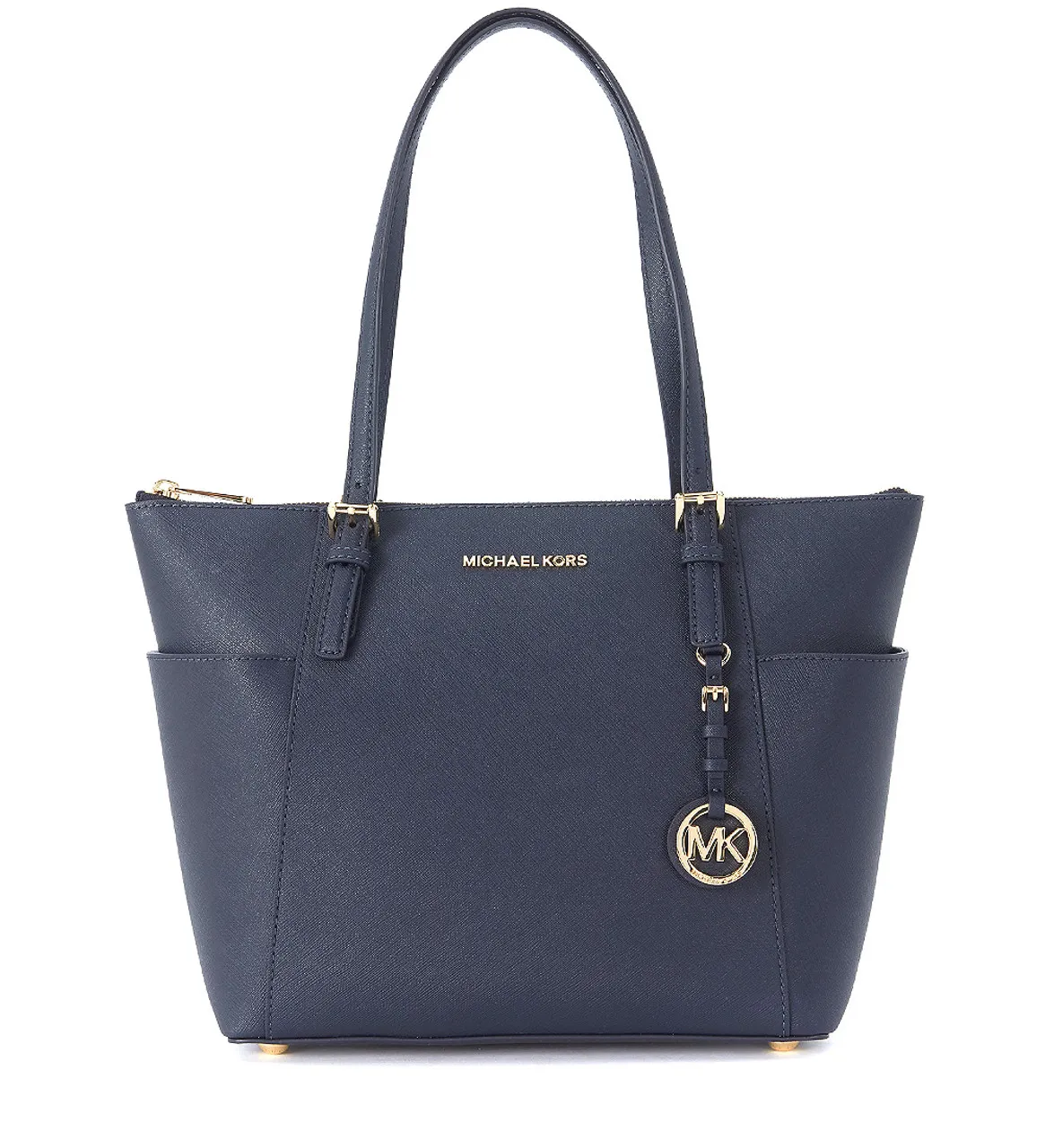 Michael Kors Sac de shopping Jet Set en cuir saffiano bleu