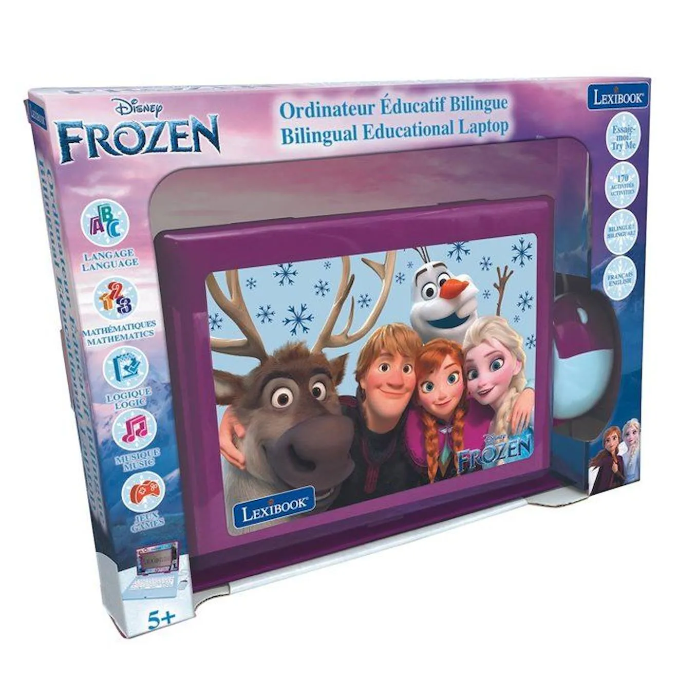 Ordinateur éducatif bilingue La Reine des Neiges avec 170 activités (85 dans chaque langue) écran 6.7” EN-FR bleu - Lexibook