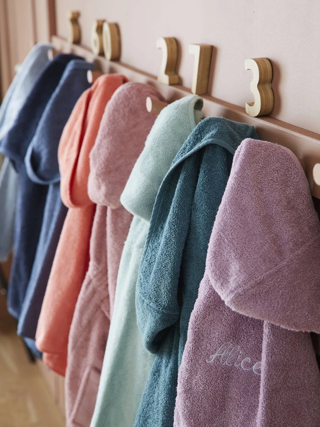 Peignoir de bain enfant à capuche vert bleuté - Vertbaudet