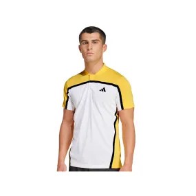 Polo tennis Adidas Freelift Pro Henley Roland Garros orange-blanc