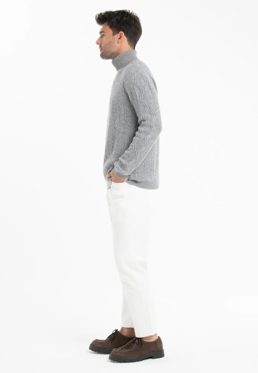 Pull camionneur cachemire 4 fils gris clair homme - GABI 3