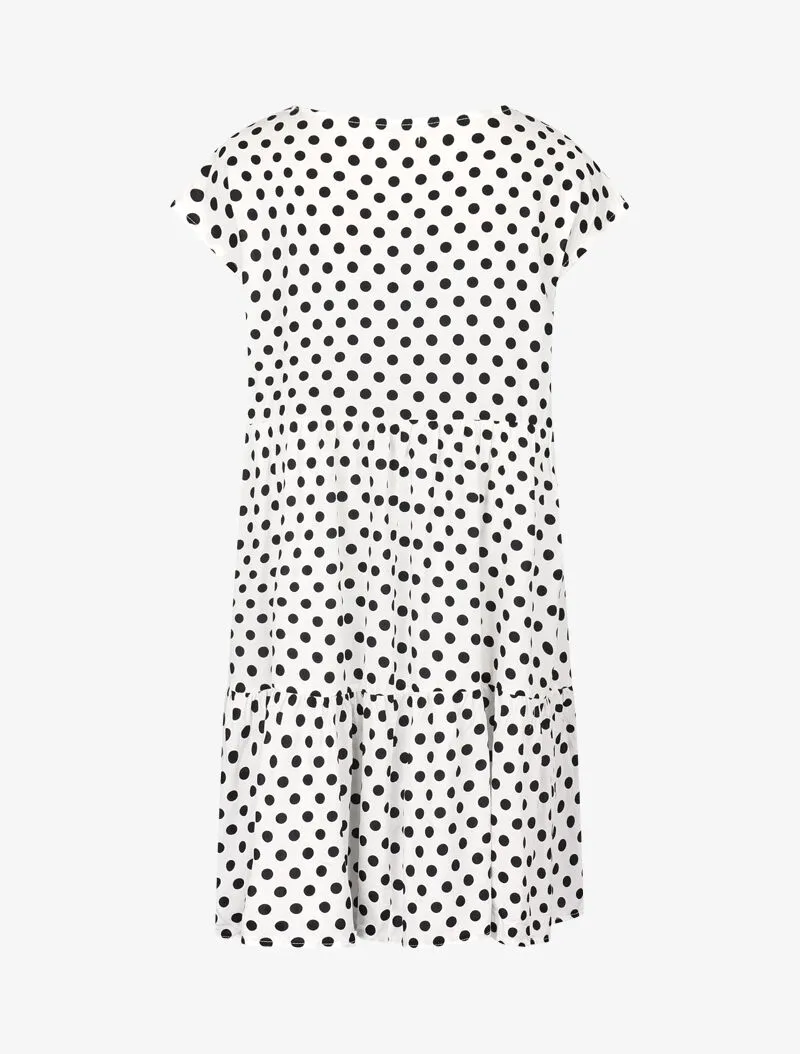 Robe coupe trapèze à pois - blanc