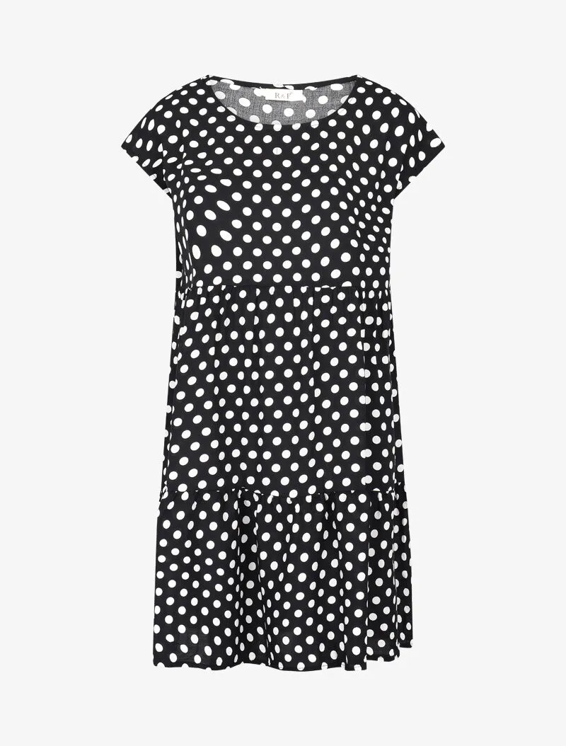 Robe coupe trapèze à pois - noir