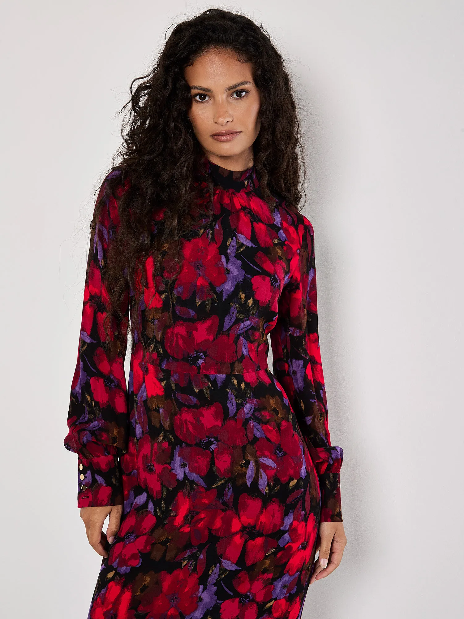 Robe Midi Florale Vêtements Apricot
