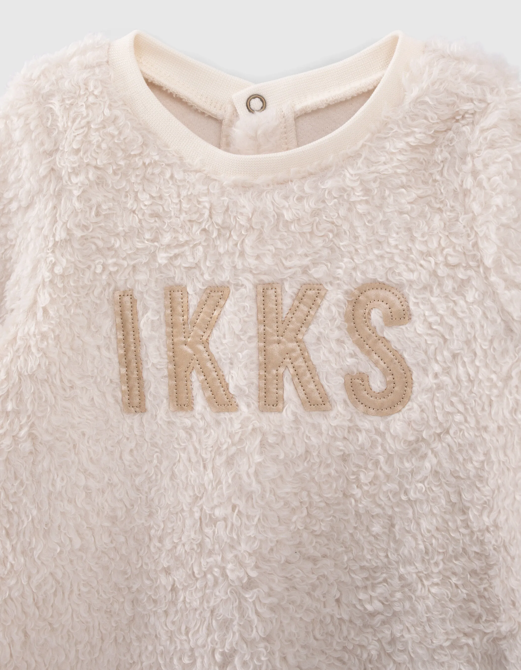 Robe pull écrue Sherpa avec typo bébé fille