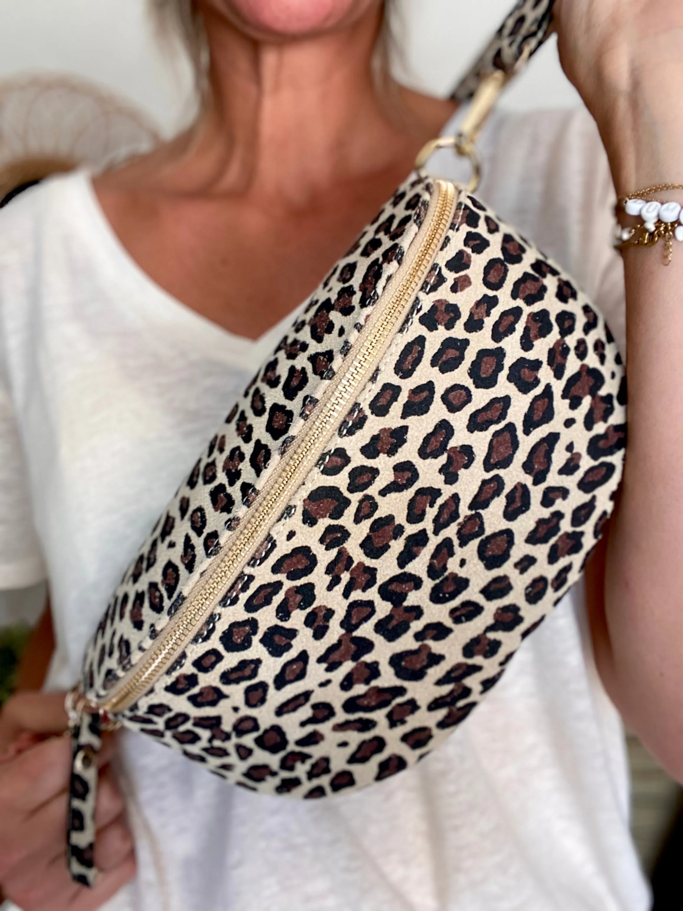 Sac banane en crote de cuir JOYCE - Léo beige