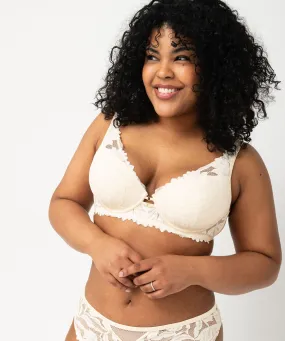 Soutien-gorge emboitant en dentelle grande taille ecru