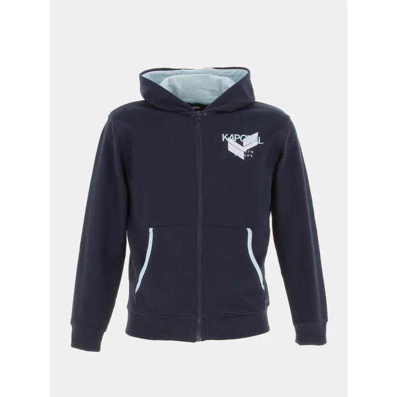 Sweat zippé à capuche piddy bleu marine enfant - Kaporal | wimod