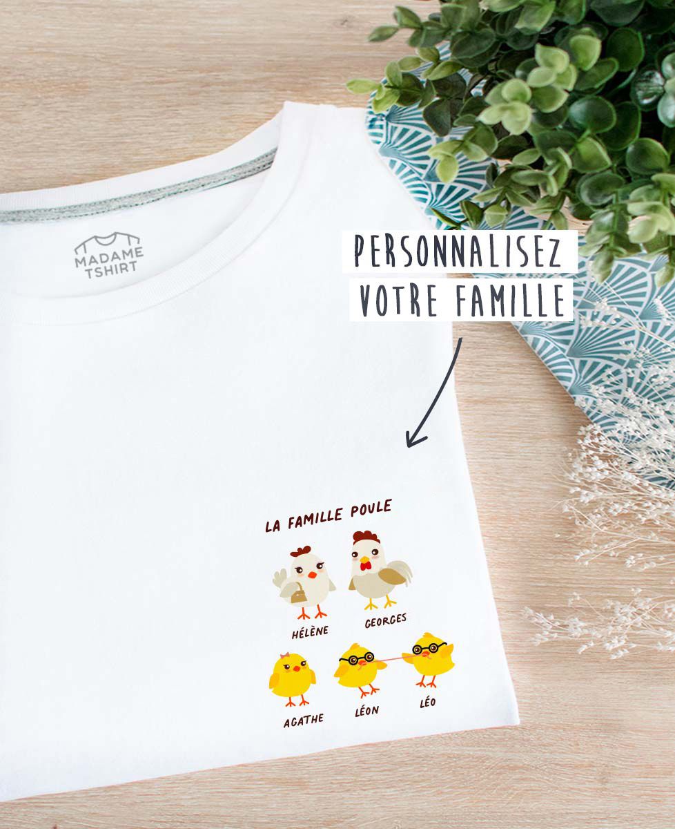 T-Shirt femme Famille poule personnalisé