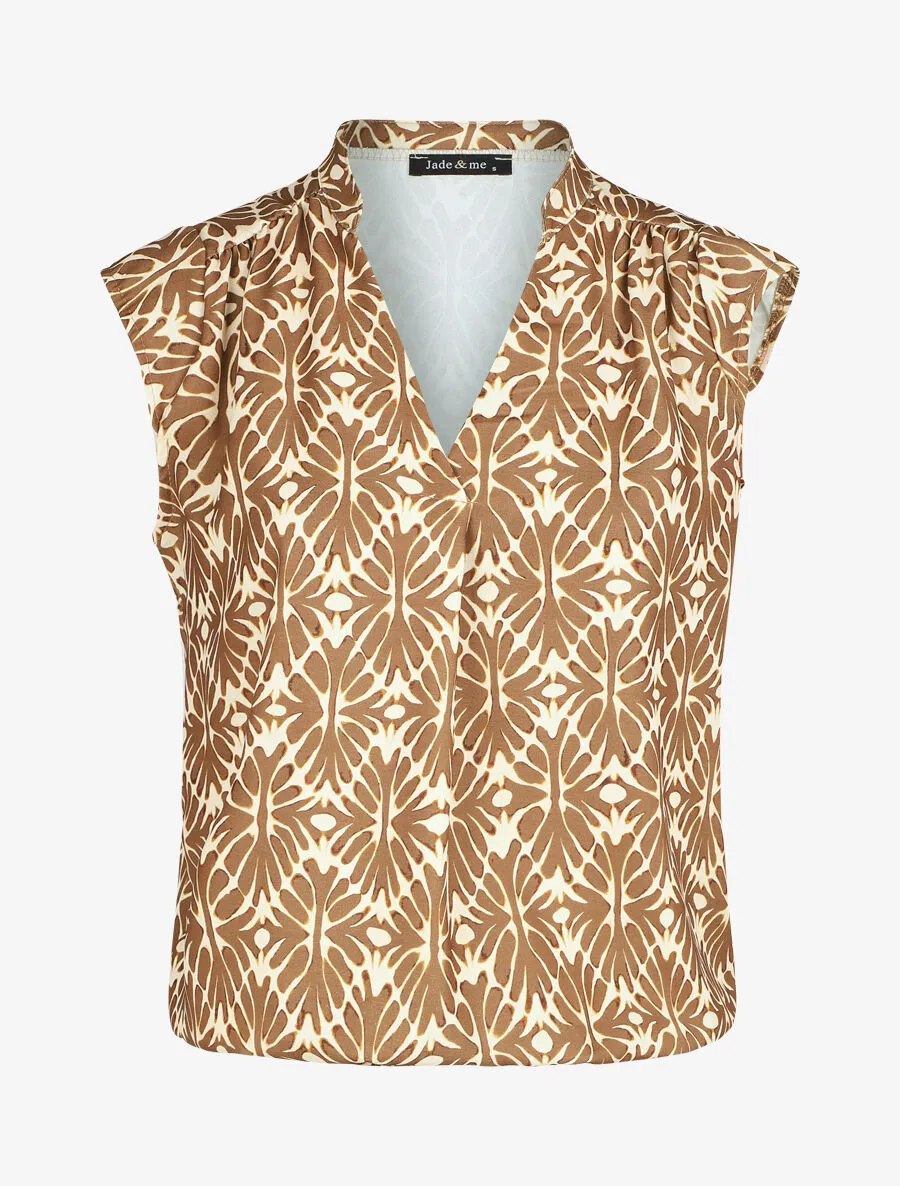 Top sans manches imprimé mosaïque - Marron