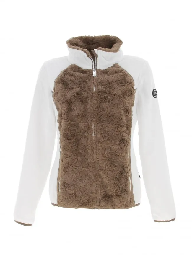 Veste polaire brittany blanc marron femme - Angele Sportswear | wimod
