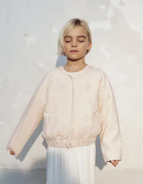 Veste rose poudré broderies bohèmes fille