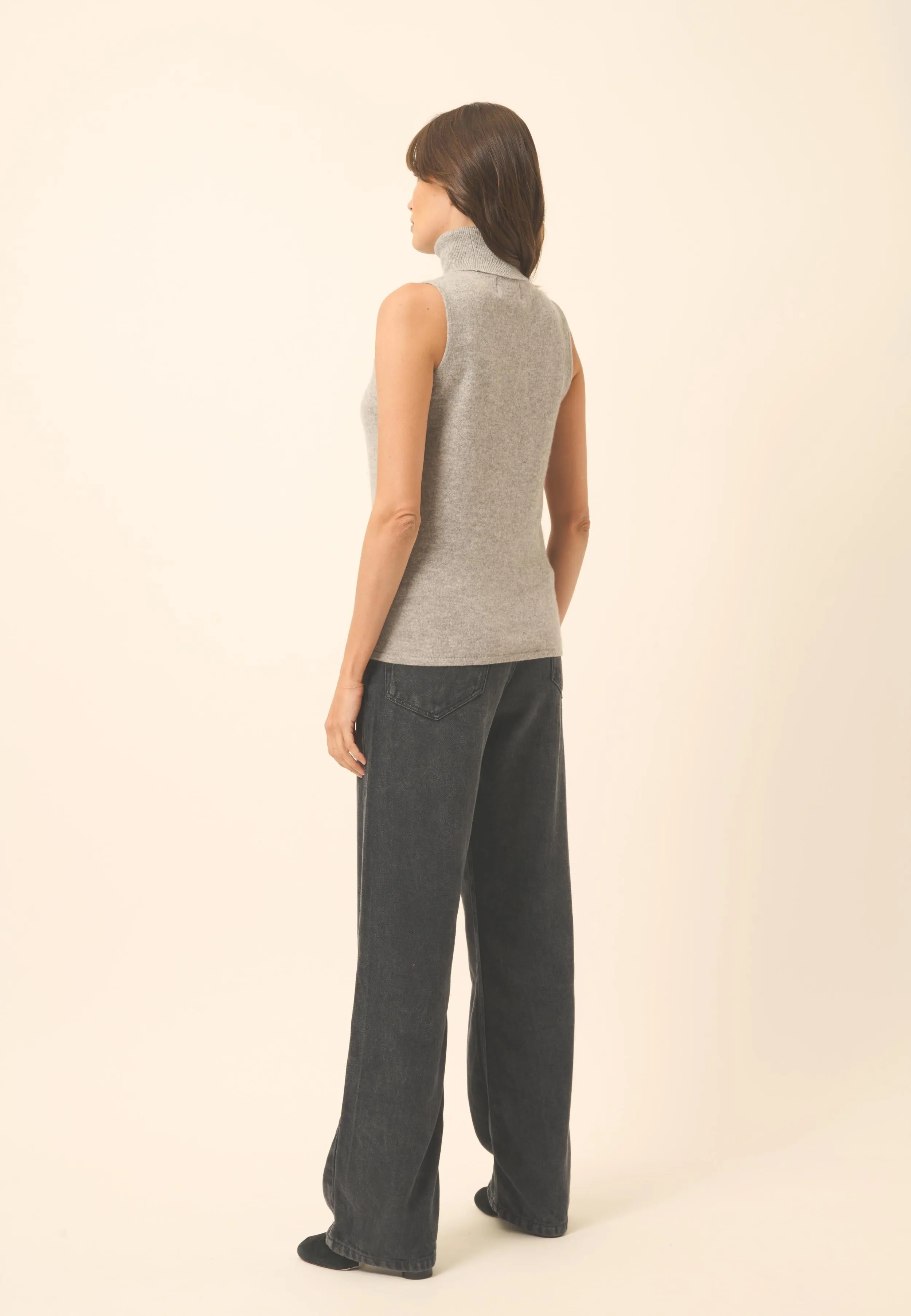 VIOLET pull col roulé nuage chiné